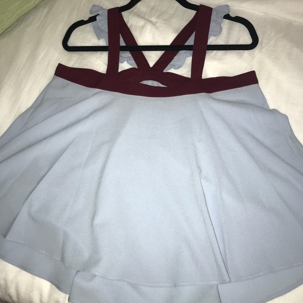 Wine and silver blue tank top